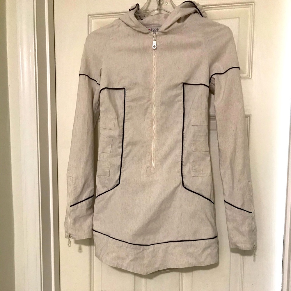 Fitted zip up Top with hood